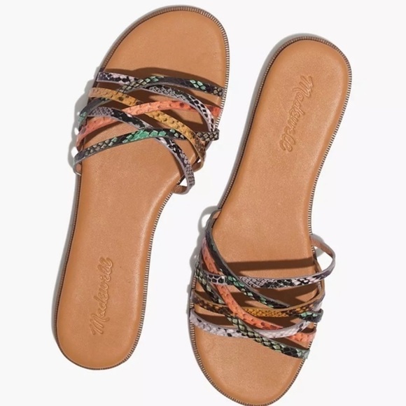 MADEWELL TRACIE MULTI COLOR LEATHER STRAPPY SLIDE SANDALS SIZE 7 EUC - Picture 8 of 8